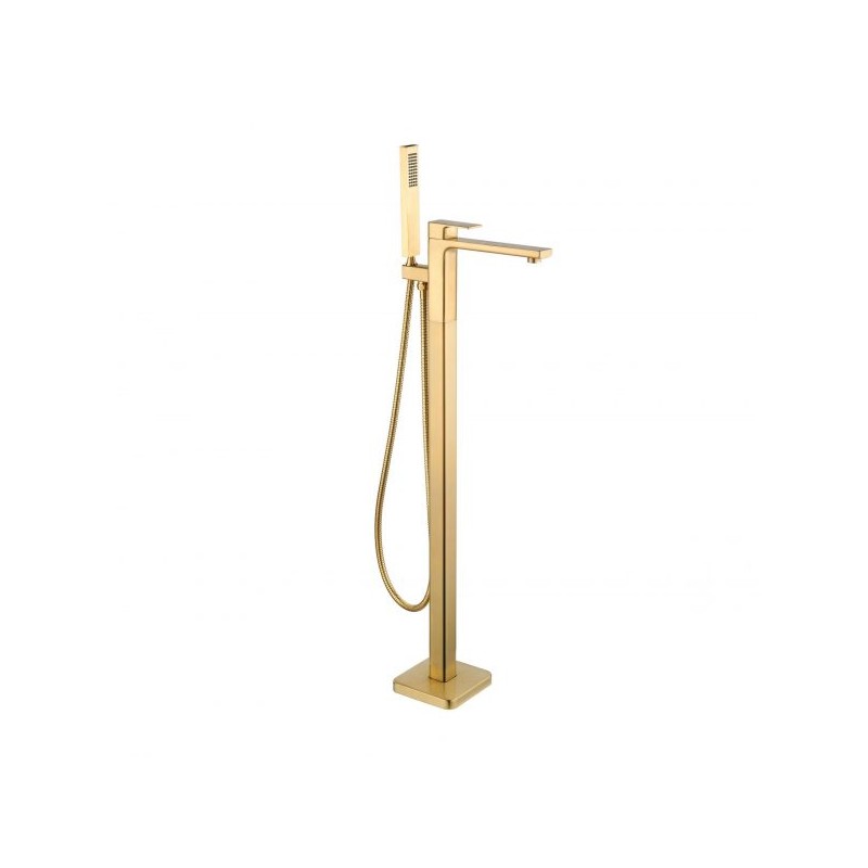 Tailored Bathrooms TB+ Quadrado Square Freestanding Bath Tap with Shower Mixer – Brushed Brass