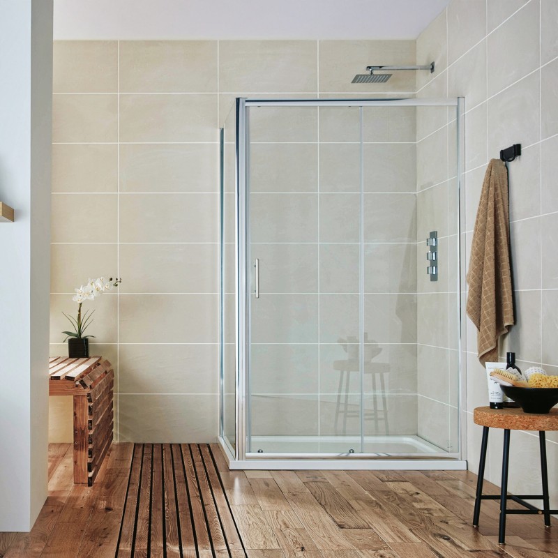 S6 Sliding Shower Door 1000mm – Chrome Frame Clear Glass