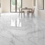Satvario Pearl Gloss White Marble Effect Porcelain Tile 60x60cm