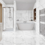 Statuario Pearl Gloss White Marble Effect Porcelain Tile 60x60cm