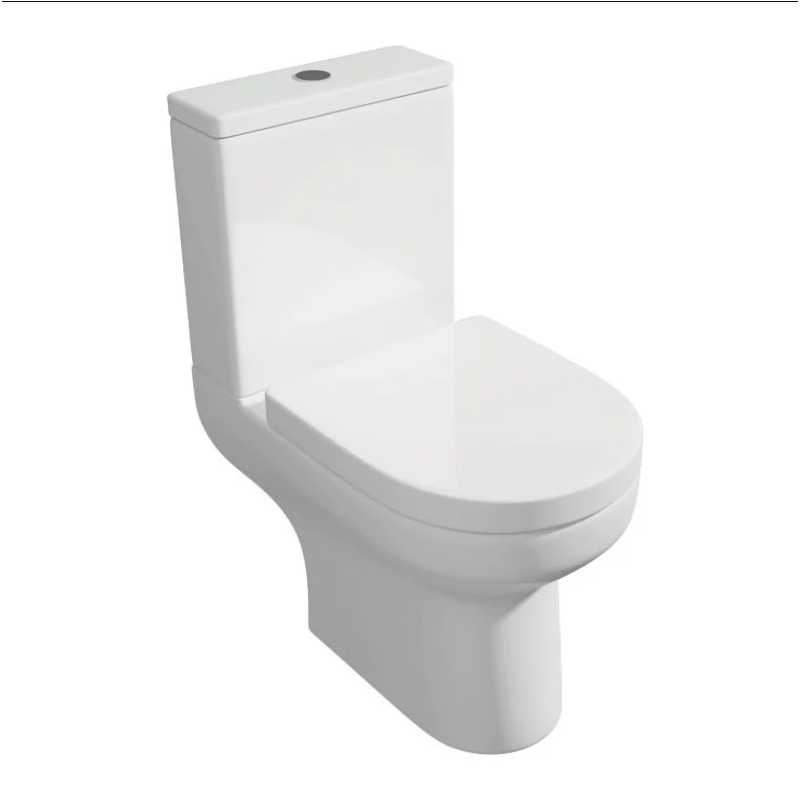 Bijoux Rimless Close Coupled Toilet with Soft Close Seat & Cistern Included | Modern White WC Suite