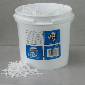 1mm Long Leg Tile Spacers Bucket 2000 Pack | Professional Tile Spacers for Porcelain & Ceramic Tiles