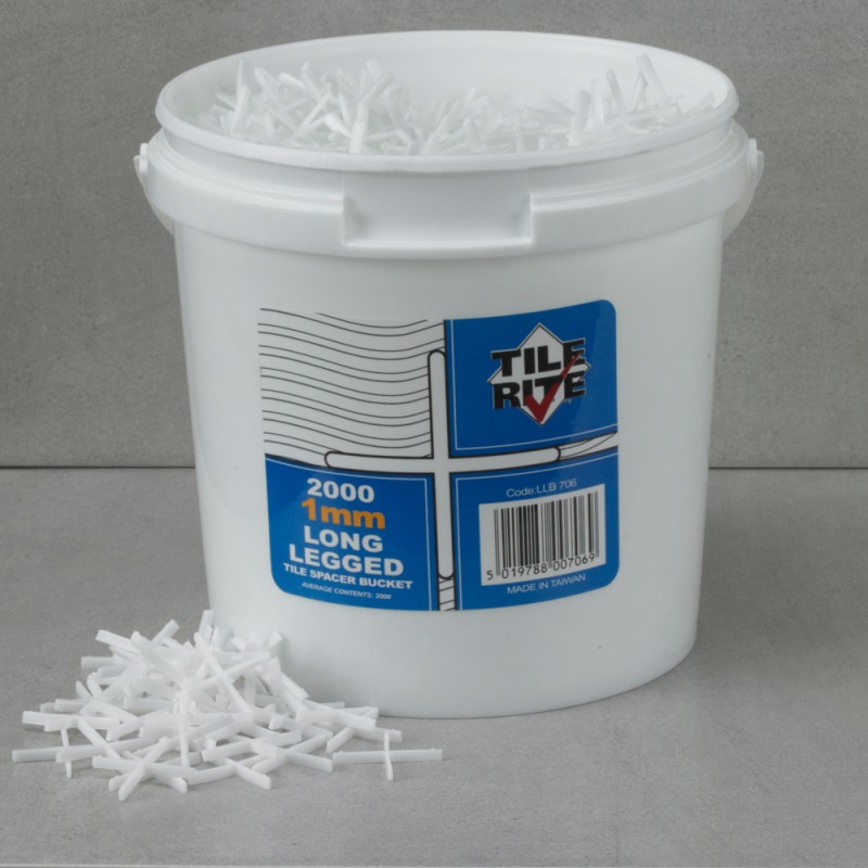 1mm Long Leg Tile Spacers Bucket 2000 Pack | Professional Tile Spacers for Porcelain & Ceramic Tiles