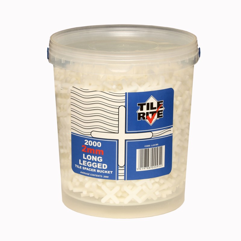 2mm Long Leg Tile Spacers Bucket 2000 Pack | Professional Tile Spacers for Porcelain & Ceramic Tiles