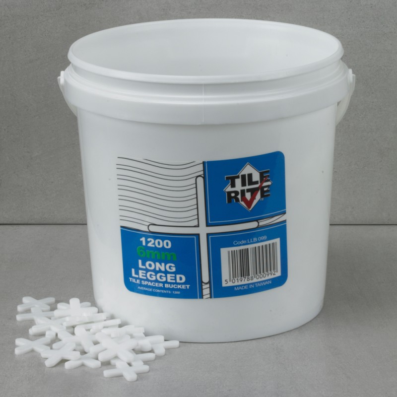 6mm Long Leg Tile Spacers Bucket 1200 Pack | Professional Floor Tile Spacers for Porcelain, Stone & Ceramic Tiles