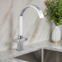 LOSTALLO Chrome Kitchen Mixer Tap – Modern Square High Spout Kitchen Tap
