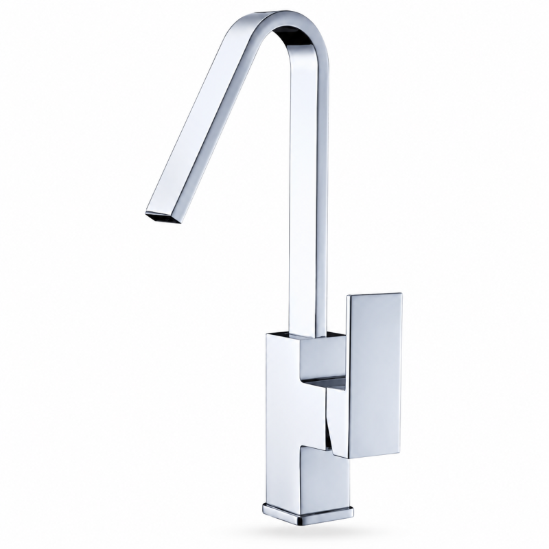 GALLEN 2 STK575 Chrome Kitchen Mixer Tap – Modern Square Single Lever Kitchen Tap