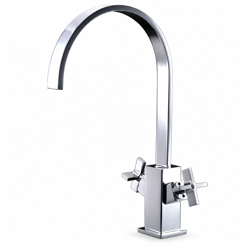 AVEGNO STK556 Chrome Kitchen Mixer Tap – Modern Crosshead High Spout Kitchen Tap