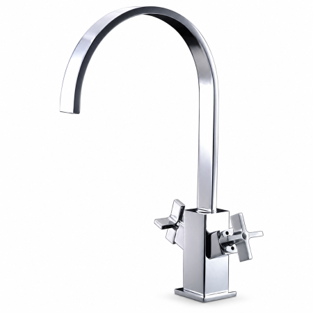 AVEGNO STK556 Chrome Kitchen Mixer Tap – Modern Crosshead High Spout Kitchen Tap
