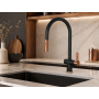 Mayhill Black & Rose Gold Single Lever Pull Out Kitchen Tap – Modern Kitchen Mixer Tap