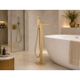 Tailored Bathrooms TB+ Quadrado Square Freestanding Bath Tap with Shower Mixer – Brushed Brass