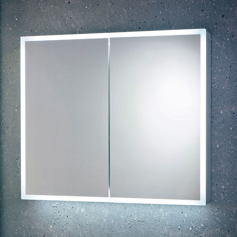 Mia LED Mirror Cabinet 600x700mm – Double Door Illuminated Bathroom Mirror Cabinet with Shaver Socket & Demister