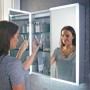 Mia LED Mirror Cabinet 800x700mm – Double Door Illuminated Bathroom Mirror Cabinet with Shaver Socket & Demister