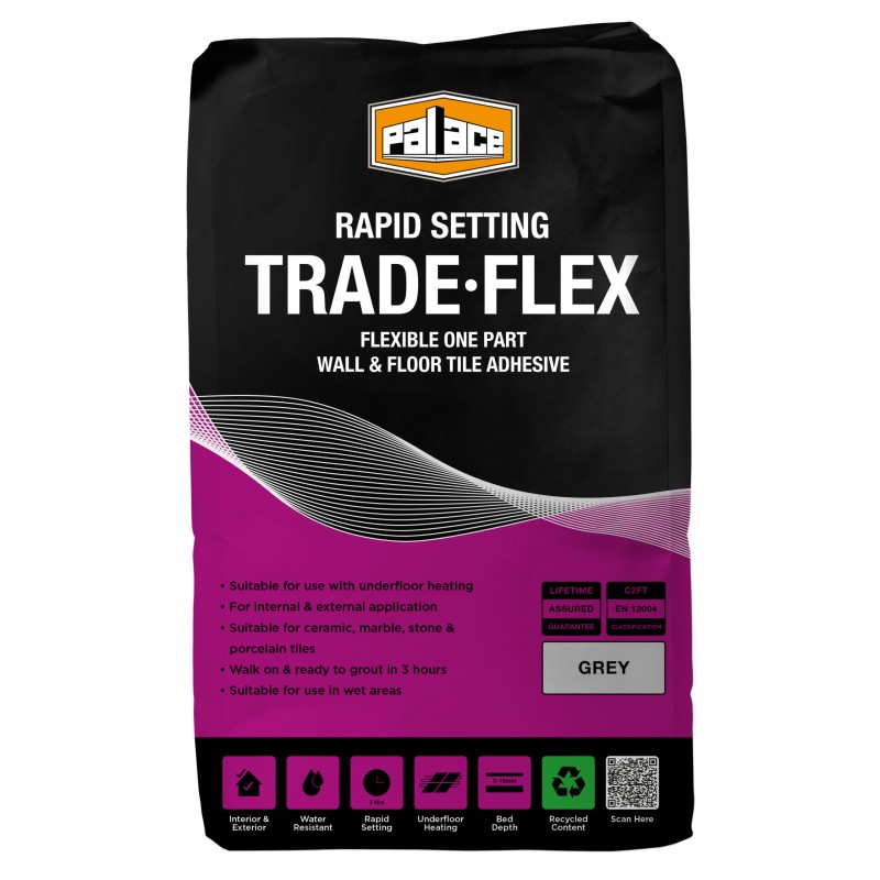 Palace Trade Flex Rapid Setting Flexible Wall & Floor Tile Adhesive 20kg – Grey or White
