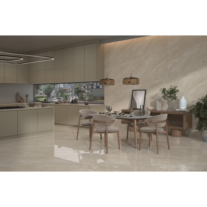 Cashmere Crema marble-effect porcelain tiles