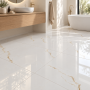 Formidable Gold 60x60cm Gloss Porcelain Tile – White & Gold Marble Effect