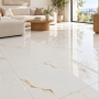 Formidable Gold 60x60cm Gloss Porcelain Tile – White & Gold Marble Effect