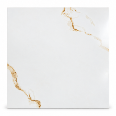 Formidable Gold 60x60cm Gloss Porcelain Tile – White & Gold Marble Effect