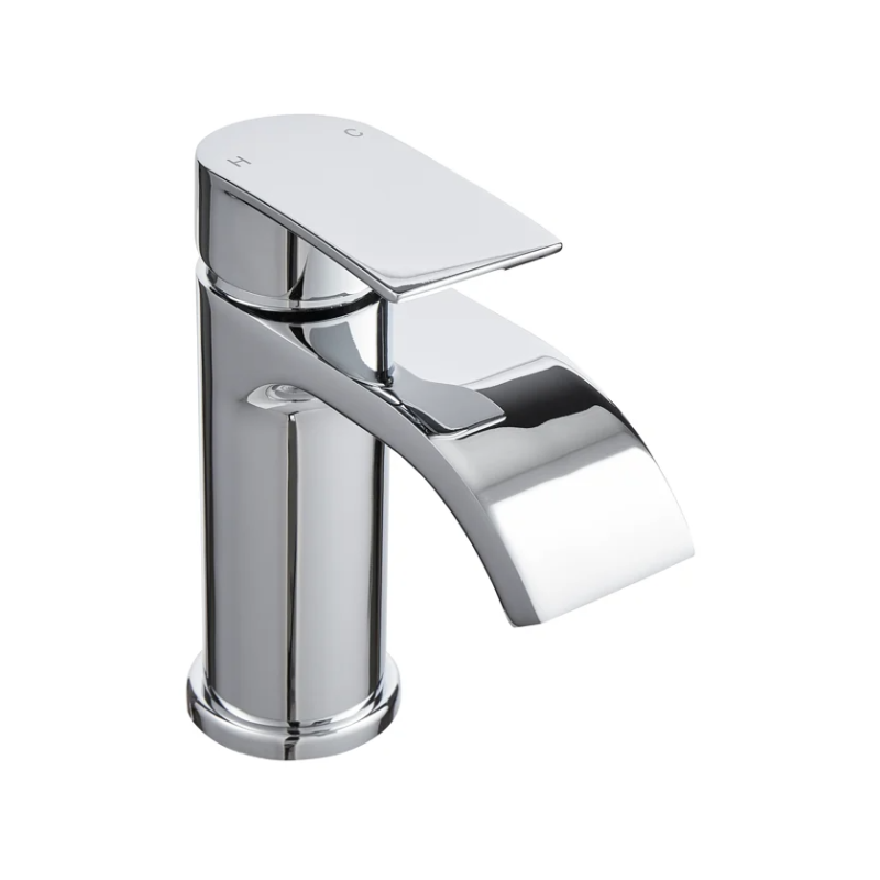 Kartell Bella chrome mono basin mixer tap with single lever and waterfall-style spout