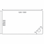 Swan Stony shower tray technical drawing showing size options and waste position