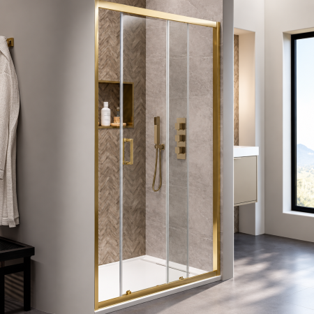 Modera 6 1200mm Sliding Shower Door – Brushed Brass