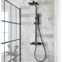 Nero Square Matt Black Thermostatic Bar Shower with Drencher & Handset – SHO050NS