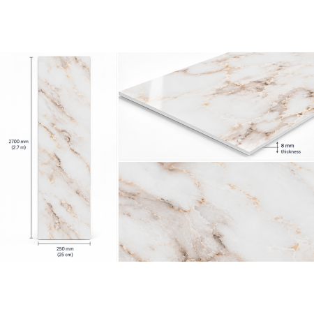 Kashmir Marble Effect Wall & Ceiling Cladding Panel 2.7mx25cm ( Pack of 6 )