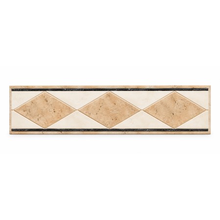 Cream White Diamond Border Tile 7.8x25cm