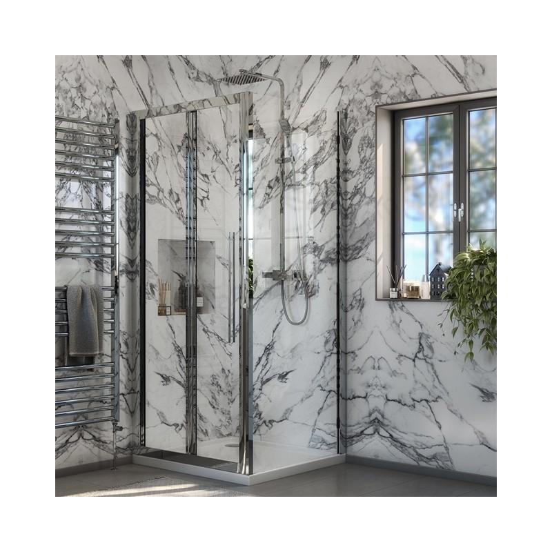 Walton 6mm Glass 900mm Bi-fold Shower Door - Chrome