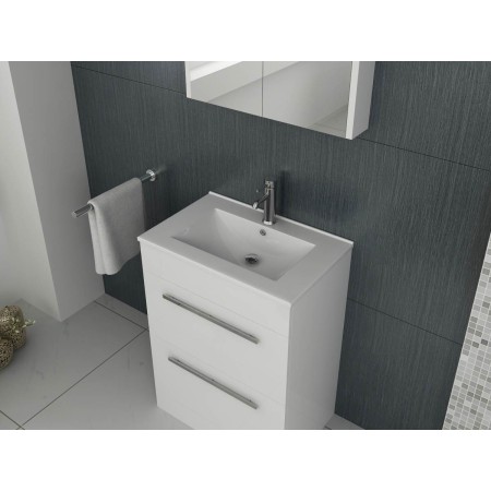 Venus 500mm White Floor Standing Unit and Slim Edge Ceramic Basin