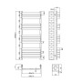 Auckland Towel Warmer 1200x500mm - Brushed Brass, technical drawing