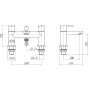 Barmouth Bath Shower Mixer - Chrome, technical drawing