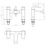 Brecon Bath Shower Mixer Tap - Black, technical drawing