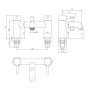 Chepstow Bath Shower Mixer - Brushed Brass, technical drawing