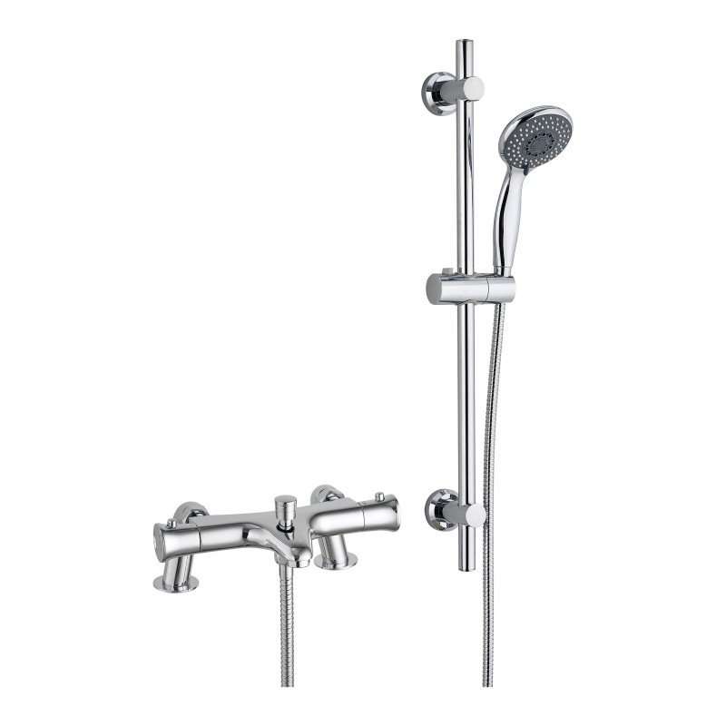 Plumb Essentials Thermostatic Bath Shower Mixer Riser Kit - Chrome