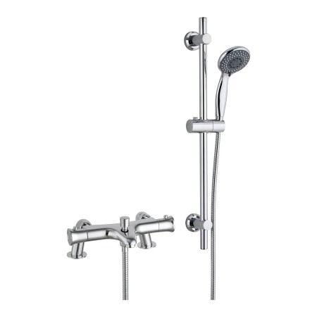 Plumb Essentials Thermostatic Bath Shower Mixer Riser Kit - Chrome