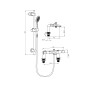 Plumb Essentials Thermostatic Bath Shower Mixer Riser Kit - Chrome, technical drawing