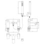 Swansea Bath Shower Mixer - Gunmetal, technical drawing