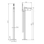 Quadrado Square Freestanding Bath Tap with Shower Mixer - Chrome, technical drawing