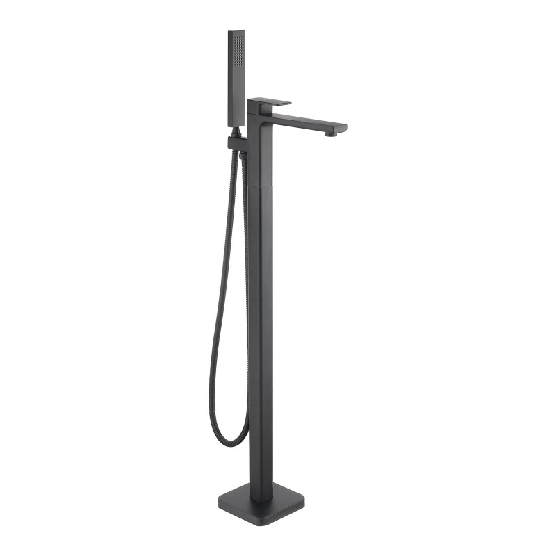 Quadrado Square Freestanding Bath Tap with Shower Mixer - Matte Black