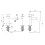 Redondo Round Bath Filler - Chrome, technical drawing