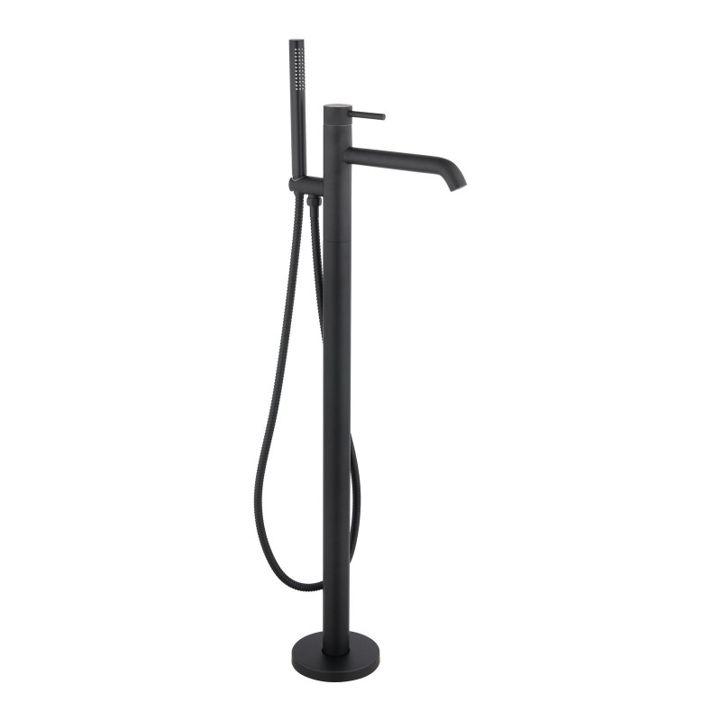 Redondo Round Freestanding Bath Tap with Shower Mixer - Matte Black