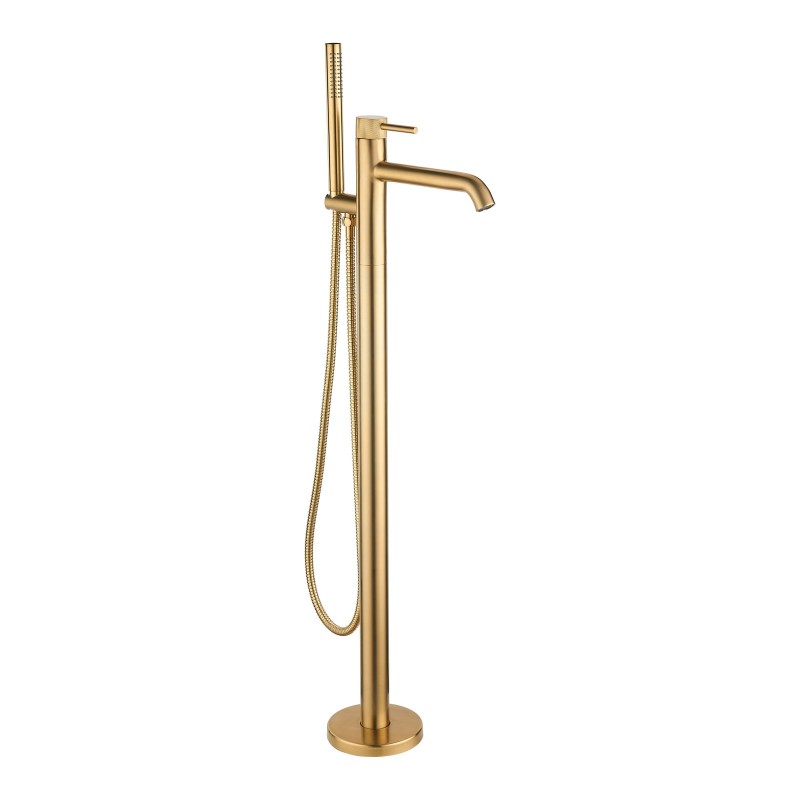 Redondo Round Freestanding Bath Tap with Shower Mixer - Brushed Brass