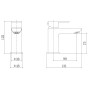 Barmouth Mini Basin Mono & Waste - Chrome, technical drawing