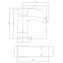 Brecon Mono Mixer Tap & Waste - Black, technical drawing