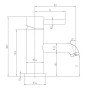 Chepstow Mono Mixer Tap + Waste - Black, technical drawing