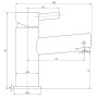 Harlech Mono Basin Mixer Tap & Waste - Chrome, technical drawing