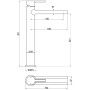 Solva Freestanding Mono Mixer Tap - Brushed Brass, technical drawing