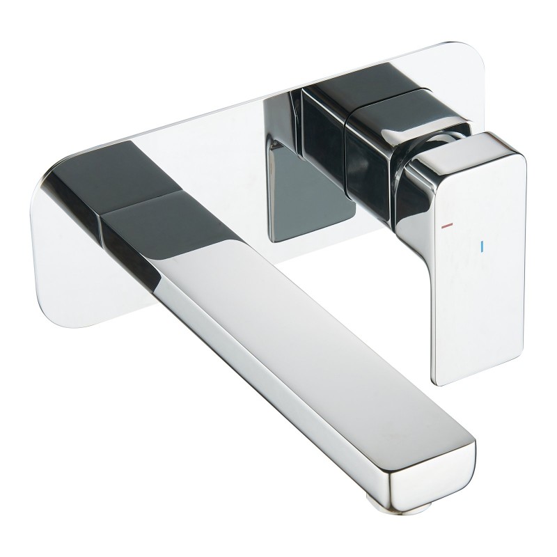 Quadrado Square Wall Mounted ECO Control/Cold Water Start Basin Mixer - Chrome