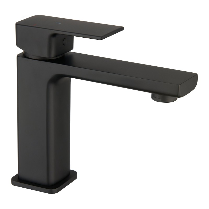 Quadrado Square ECO Control/Cold Water Start Basin Mixer - Matte Black